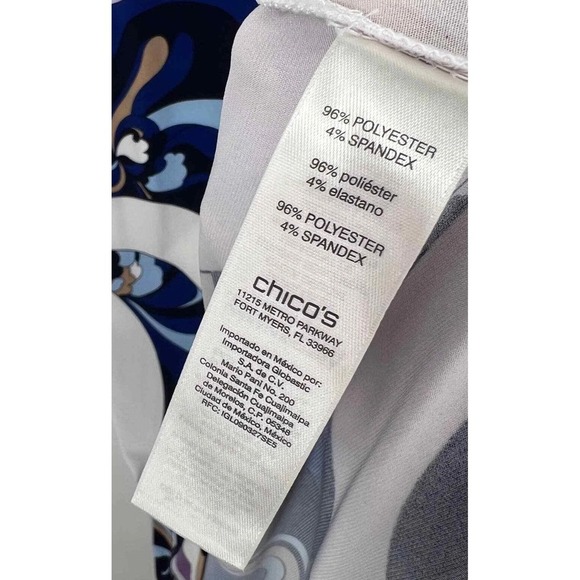 Chicos Women's Dress Size 0 Abstract Print Keyhole Neckline Bell Sleeve - Picture 4 of 12